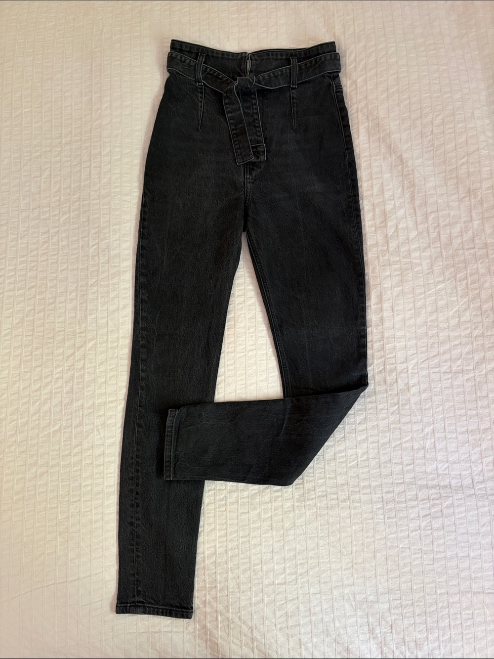 High-Waist Black Reformation Jeans with Belt